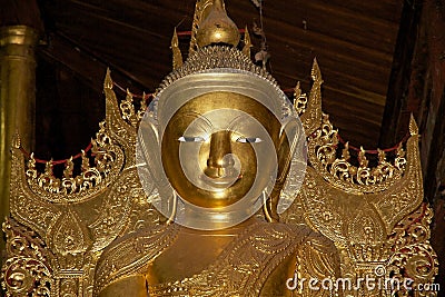 Buddha image at Nga Phe Chaung Monastery Myanmar Stock Photo