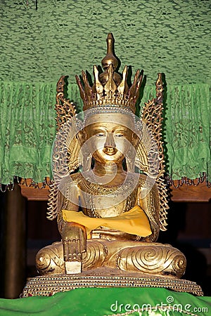 Buddha image at Nga Phe Chaung Monastery Myanmar Stock Photo