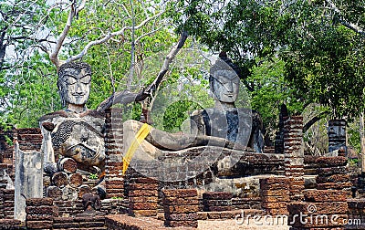 Buddha images in Kamphaeng Phet Historical Park, Thailand Stock Photo