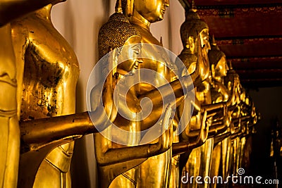 Buddha images in the Wat Pho Buddhist temple complex in Bangkok Stock Photo