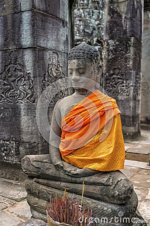 Buddha inside Angkor Wat temples, Cambodia Stock Photo