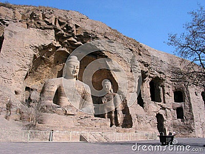 Buddha Joss in Yungang Grottoes Stock Photo