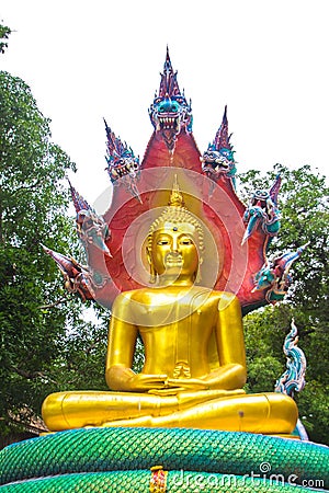 Buddha with king of naga 02 Stock Photo