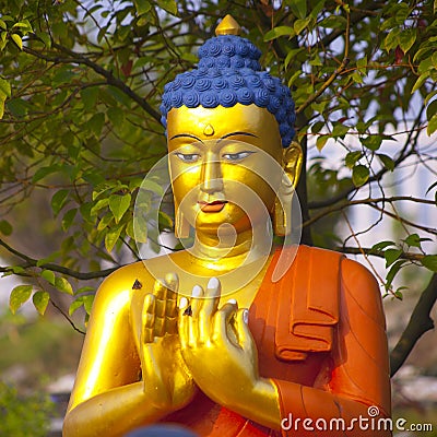 Buddha in Lumbini, Nepal Editorial Stock Photo