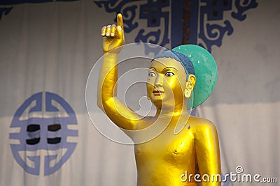 Buddha in Lumbini, Nepal Editorial Stock Photo