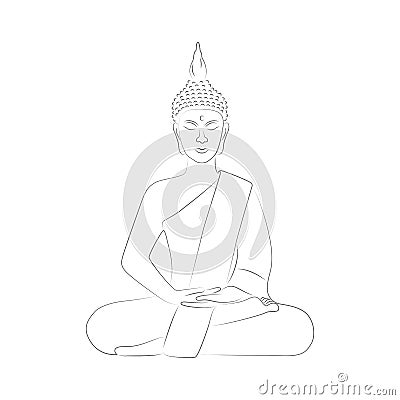 Buddha meditation yoga outline drawing Vector Illustration