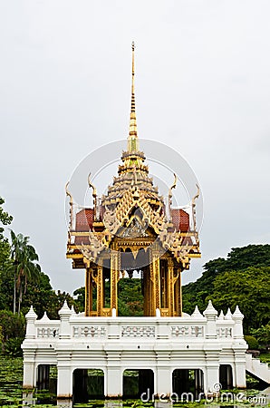 Buddha in the middle of the water. Stock Photo