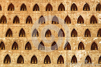 Buddha niches wall Stock Photo