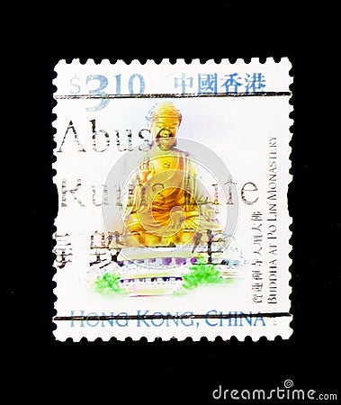 Buddha at Po-Lin monastery, Hong Kong Scenery and Landmarks serie, circa 1999 Editorial Stock Photo