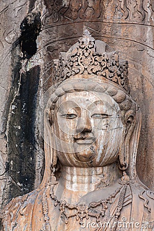 Buddha portrait in Longmen Grottoes. China. Stock Photo