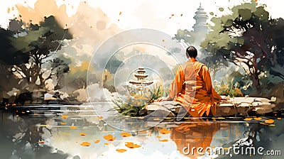 Buddha Purnima Vesak in india, watercolor indian concept Stock Photo