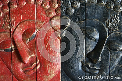 Buddha - red and blue Stock Photo
