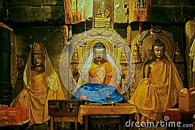 Buddha's Sttaye inside of the small shrine at the entrance of Mahabodhi temple Editorial Stock Photo