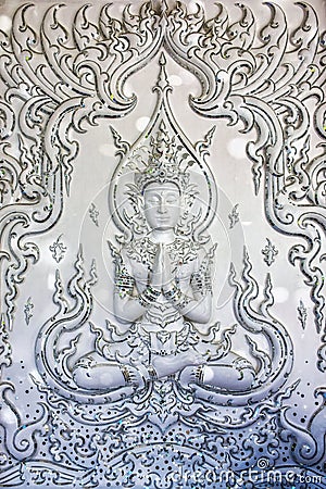 Buddha sculpture at Wat Rong Khun (White Temple Stock Photo