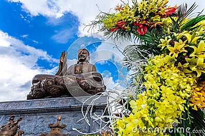 Buddha Shakyamuni bronze statue in Truc Lam Thien Truong. Editorial Stock Photo