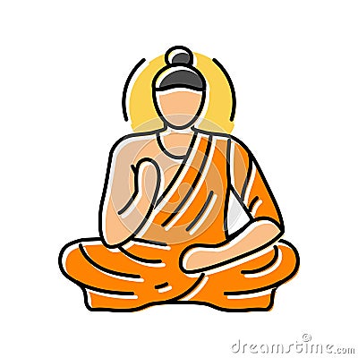 buddha siddhartha gautama color icon vector illustration Cartoon Illustration