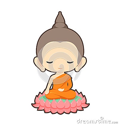 Buddha sitting on lotus flower Vector Illustration