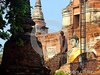 Buddha statue in the ancient temple Wat Phra Sri Sanphet, old Royal Palace. Ayutthaya, Thailand Stock Photo