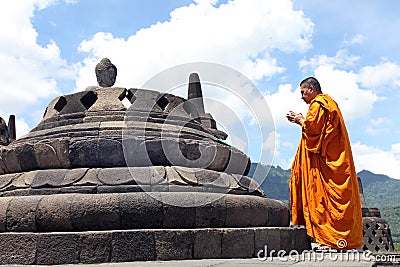 Buddha statue at the Borobudur temple, Indonesia Editorial Stock Photo