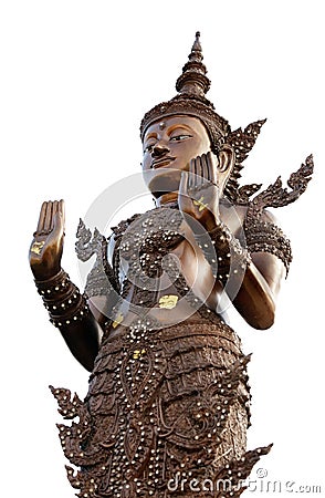 Buddha statue over white Stock Photo