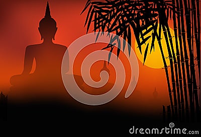 Buddha statue sunset Stock Photo