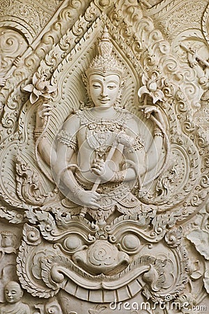 Buddha statue in Thai style molding art. Stock Photo