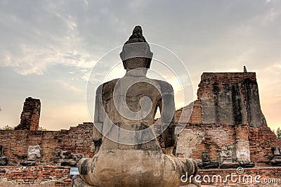 Buddha Statue at Wat Mahathat and the sky,Thailand Stock Photo