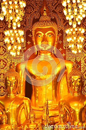 Buddha statue in Wat Phra Haripunchai Stock Photo