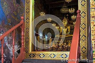 Buddha statue in Wat Suthat Thep Wararam, Bangkok, Thailand Stock Photo