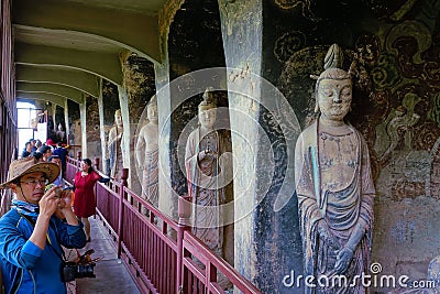 Buddha statues of Maijishan Grottoes Editorial Stock Photo