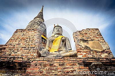 Wat Yai Chai Mongkol Stock Photo