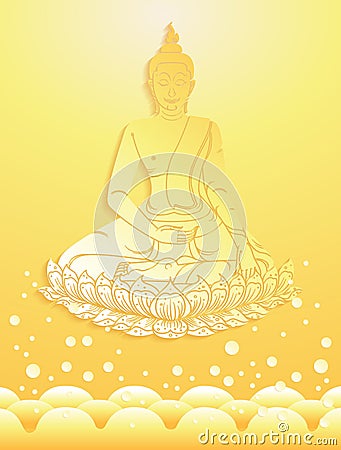 Buddha thai tradition paper cut on water Vector Illustration