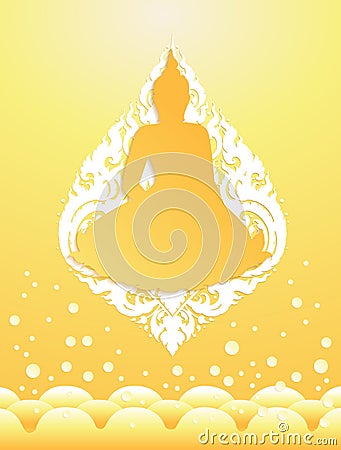 buddha thai tradition paper cut on water Vector Illustration