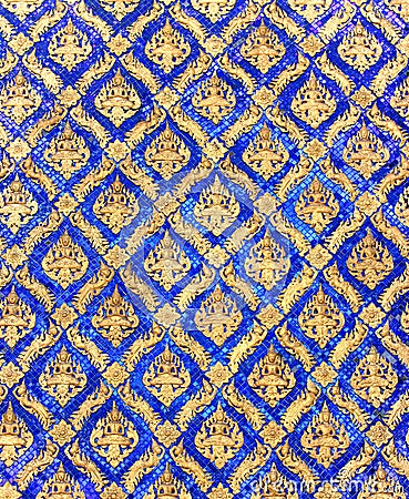 Buddha wall Thai style pattern Stock Photo