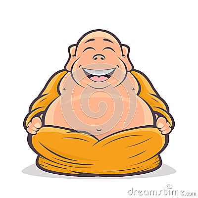 Happy buddha cartoon illustration Vector Illustration