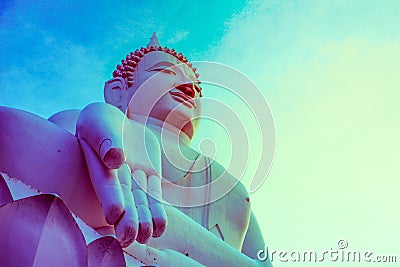 Buddhas of Wat Thep Phithak Punnaram in Nakhon Ratchasima. Vintag Stock Photo