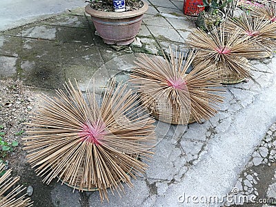 Buddhism Asia Central Vietnam Hue Tour Joss Sticks Incense Making Workshop for praying and offerings Editorial Stock Photo