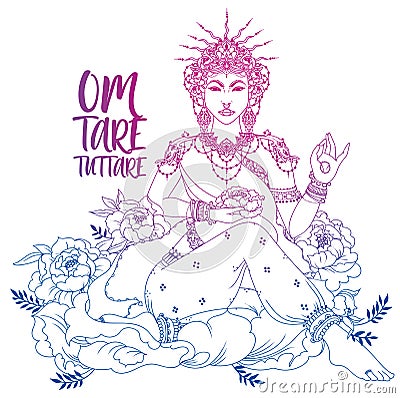 Buddhism goddes Tara Vector Illustration