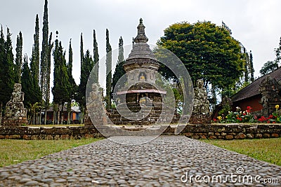 Buddhism stupa at Ulun Danu Beratan Temple Stock Photo