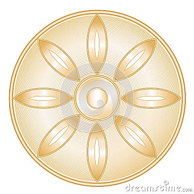 Buddhism Symbol, Gold Lotus Blossom, isolated on a white background Vector Illustration