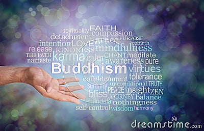 Buddhism Words of Wisdom Word Tag Cloud Stock Photo