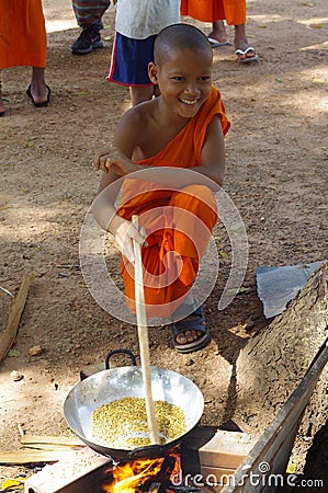 Buddhist boy in the village Editorial Stock Photo