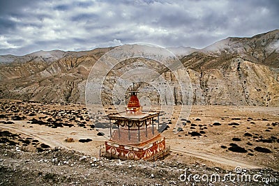 Buddhist Gompa Gumbas in Tibetan influenced Upper Mustang of Nepal Stock Photo