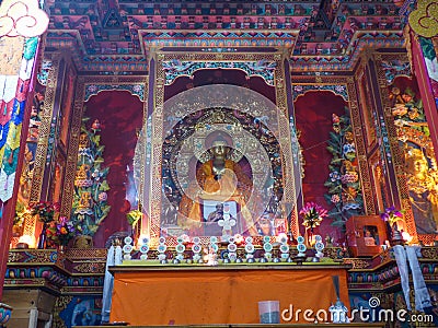 Buddhist gompa in Upper Pisang, Nepal Editorial Stock Photo