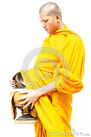 Buddhist merit. monk s alms bowl Stock Photo