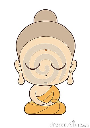 Buddhist Monk cartoon Vector Illustration