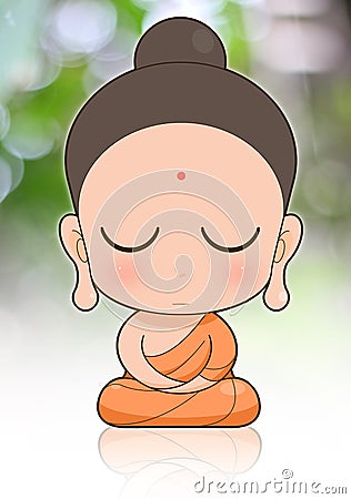 Buddhist Monk cartoon Stock Photo
