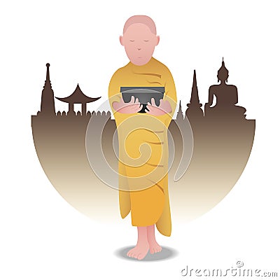 Buddhist Monk Vector Illustration