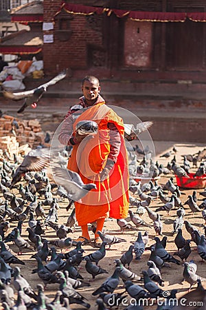 Buddhist monk, Kathmandu Editorial Stock Photo
