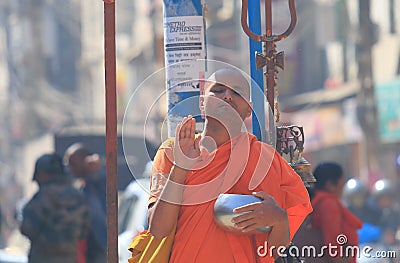 Buddhist monk Kathmandu Nepal Editorial Stock Photo